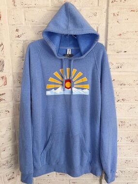Aksels Colorado Mountain Hoodie 2XL NWT Blue Graphic Sweatshirt